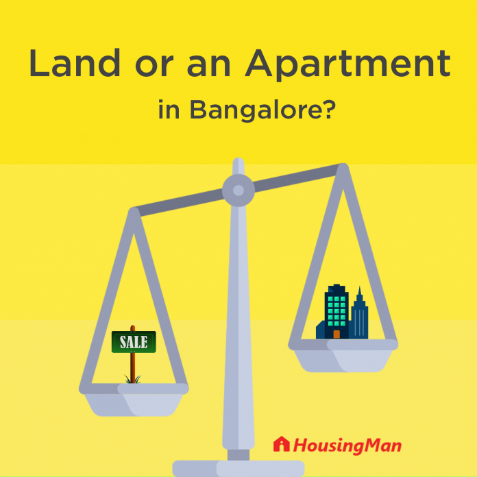 Pros and Cons of investment in a Land or an Apartment in Bangalore