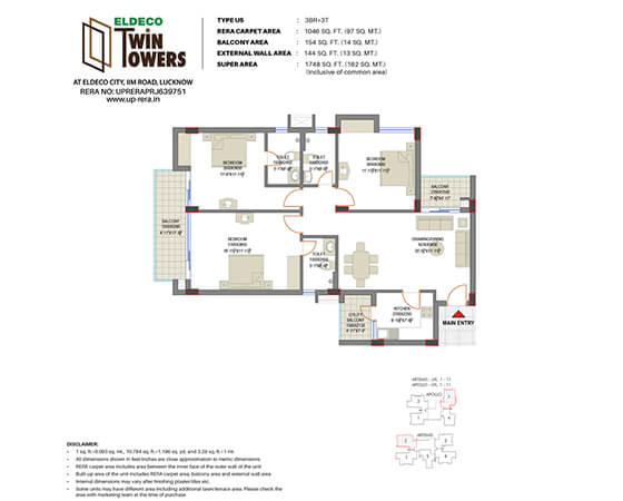 Eldeco - Twin Towers,floor plan
