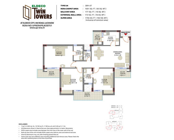 Eldeco - Twin Towers,floor plan