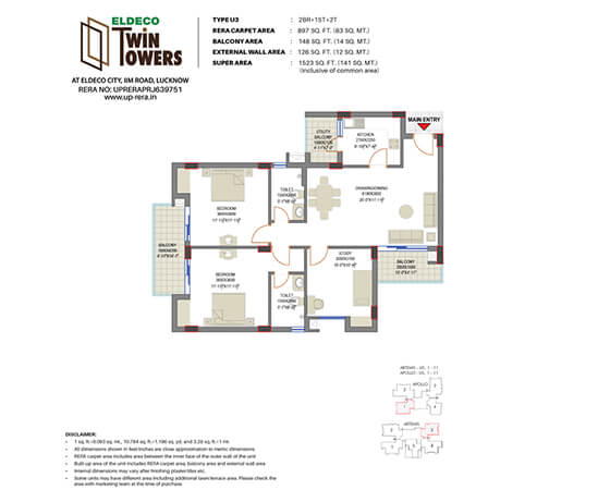 Eldeco - Twin Towers,floor plan